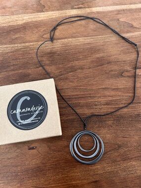 Camaraderie Black Triple-Ring Pendant Necklace